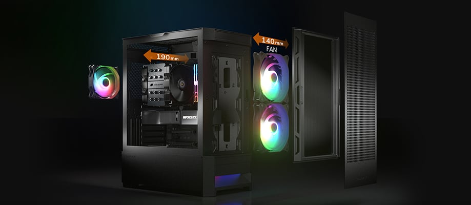 Cougar Duoface Rgb Black Mid Tower Computer Cases With Glass And Mesh